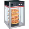 Витрина тепловая настольная, вертикальная, для пиццы, L0.57м, 4 полки, стекло с 2-х сторон, 2 двери стекло, серая+черная, пароувлажнение